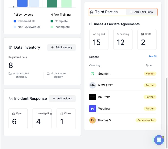 3rd parties via dashboard 