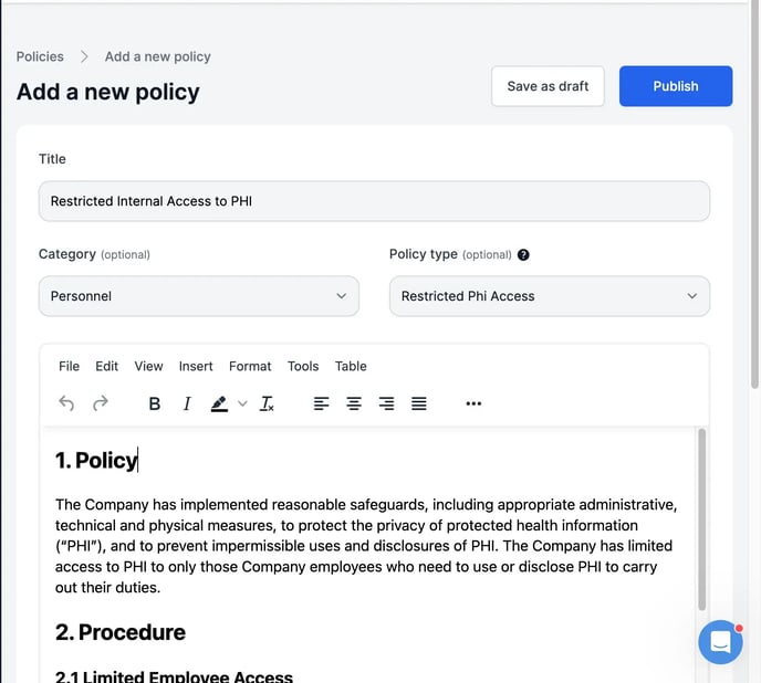 edit policy 