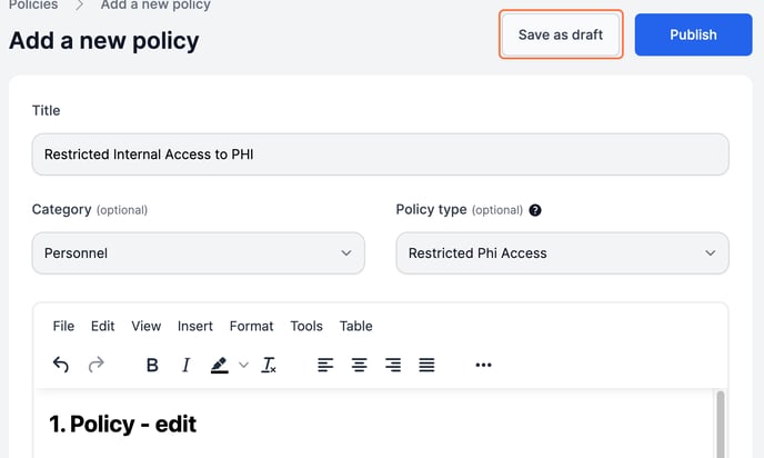 save as draft 