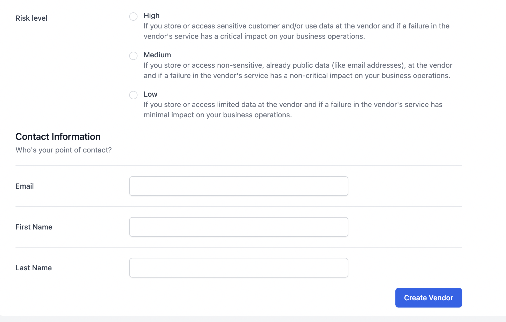 bottom of add vendor screen