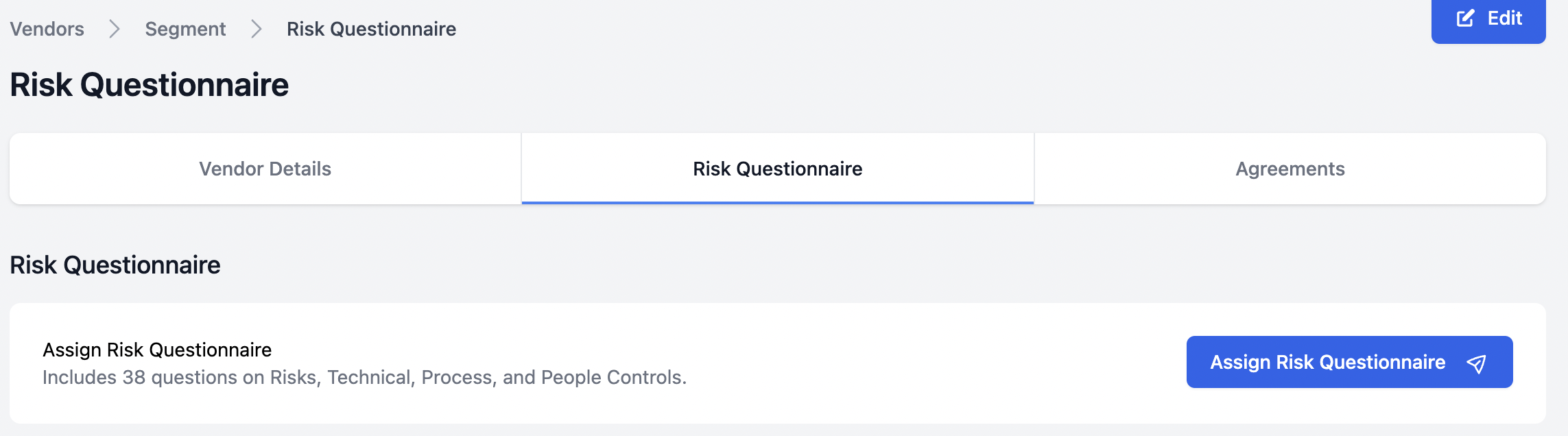 risk questionnaire page
