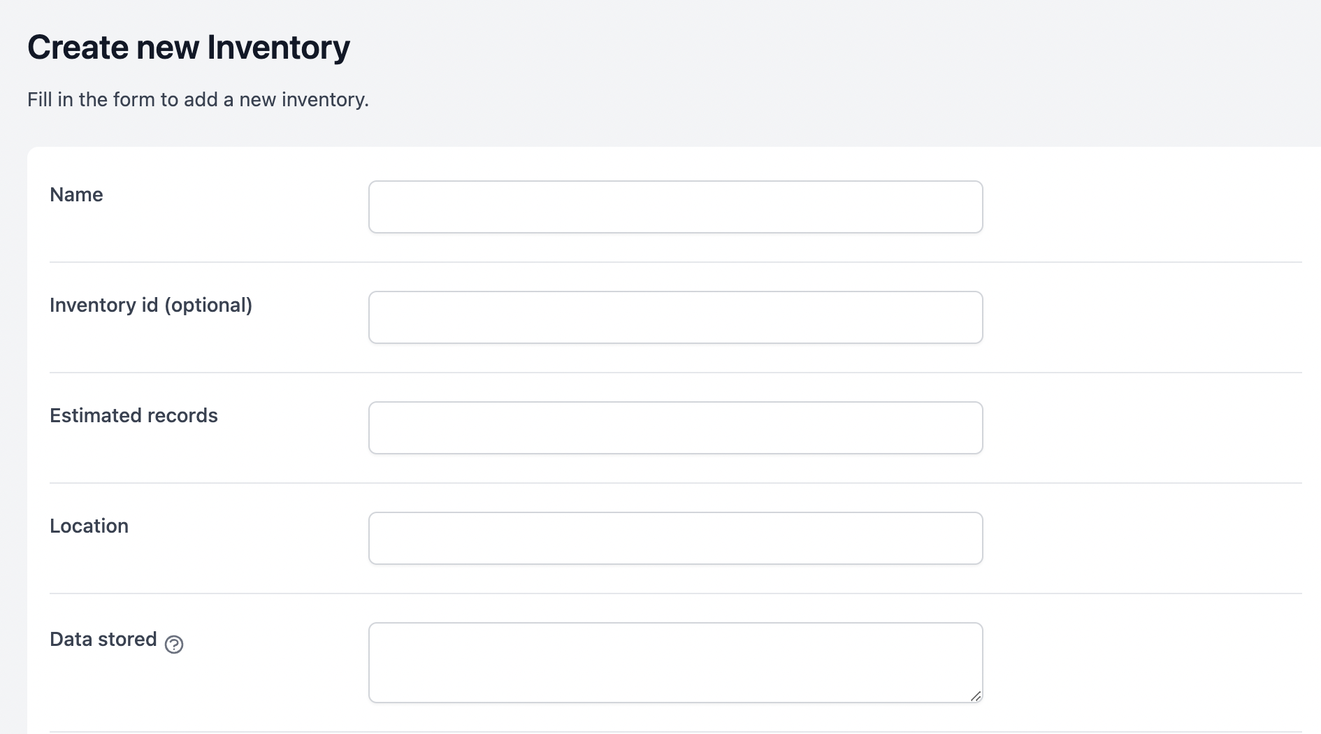 create new inventory