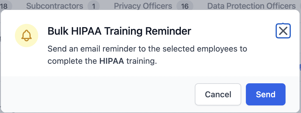 bulk hipaa training reminder