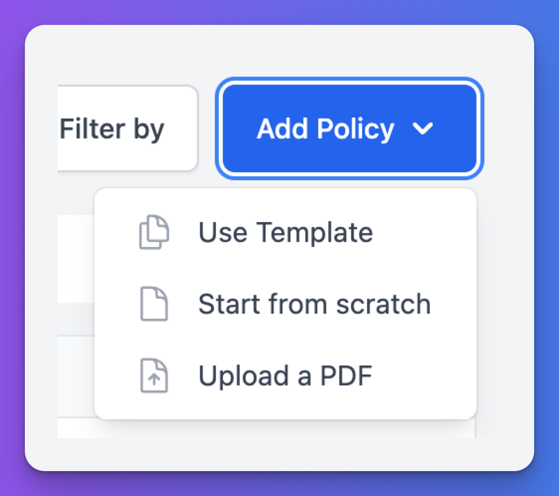 add policy menu